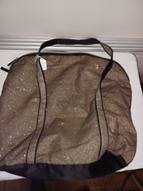 Victoria&#39;s Secret Gold Metallic Glitter and Black Beach &amp; Tote Bag Large... - $24.74
