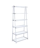 Sleek White &amp; Chrome 6-Shelf Bookshelf - Modern Home Display - $12,759.42 MXN