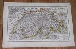 1910 Original Antique Map Of Switzerland - £13.45 GBP