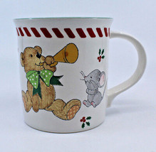 Mikasa Teddy&#39;s Christmas Child White Mug Cup CC019 Bear Mouse Vintage Japan - £22.75 GBP