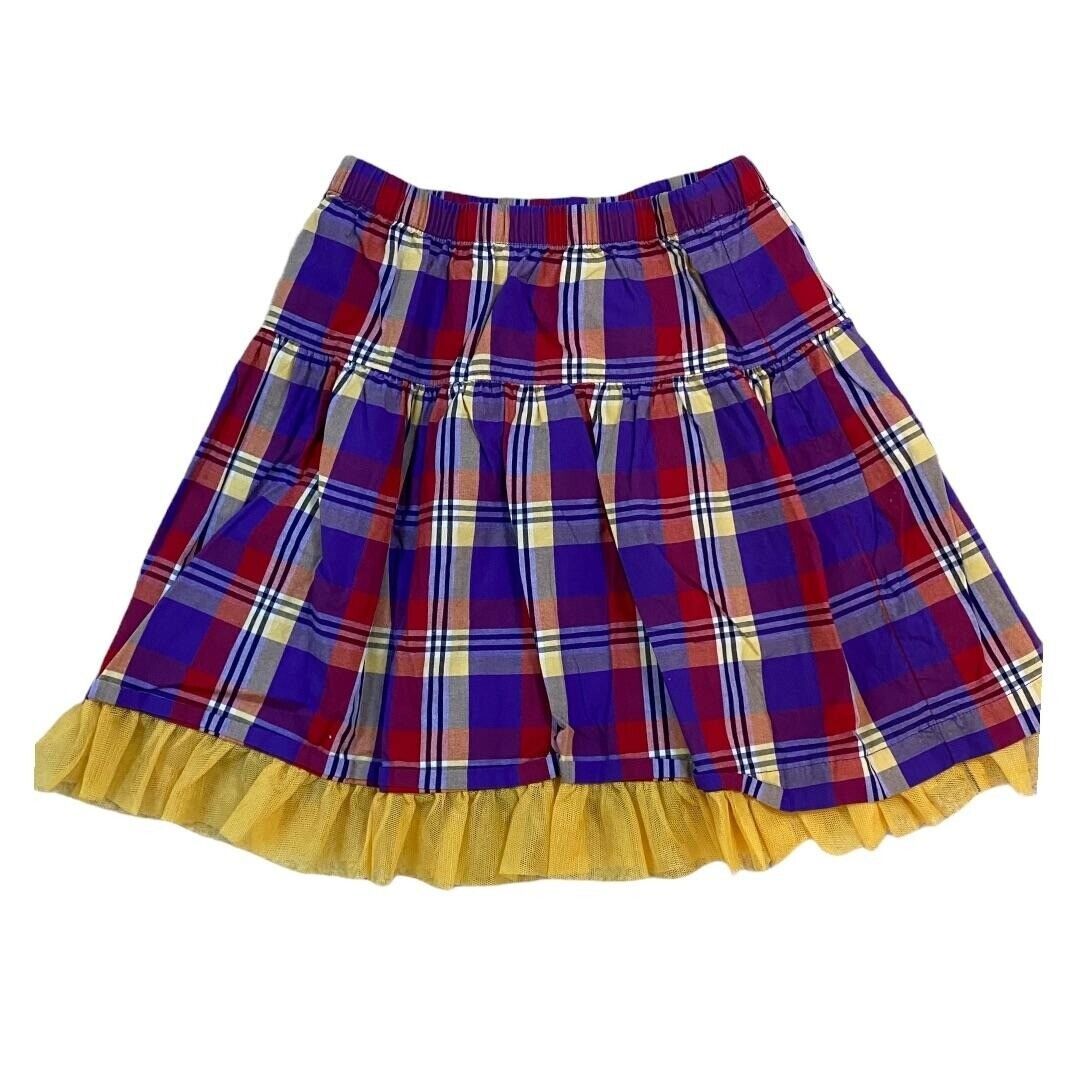 Hanna Andersson Sz 8 Plaid Skirt (Sz 140) w/ Yellow Trim - £11.41 GBP