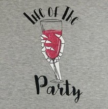 Gray T-shirt Sz Small Life of the Party Wine Glass Skeleton image 2
