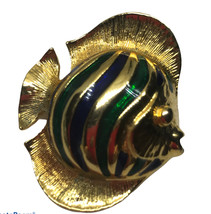 Vintage Gold Tone Enamel Fish Brooch Brooch - £27.54 GBP