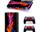 For PS5 Digital Edition Console &amp; 2 Controller Burning Orange Vinyl Wrap... - £13.59 GBP