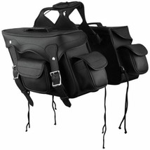Motorcycle Saddle Bag Pack Luggage Biker Apparel Black 2 Outside Pockets Bag - £95.09 GBP