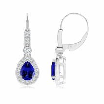 ANGARA 7x5MM Natural Tanzanite &amp; Diamond Pear-Shaped Drop Earrings in 14... - £1,972.17 GBP