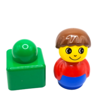 Vintage LEGO Group People Figure 3” Red And Blue Duplo Yellow Face Toddl... - £10.61 GBP
