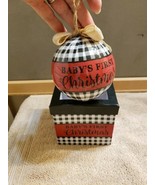 Baby&#39;s First Christmas Decoupage Black White Plaid Red Stripe, Matching ... - £15.50 GBP