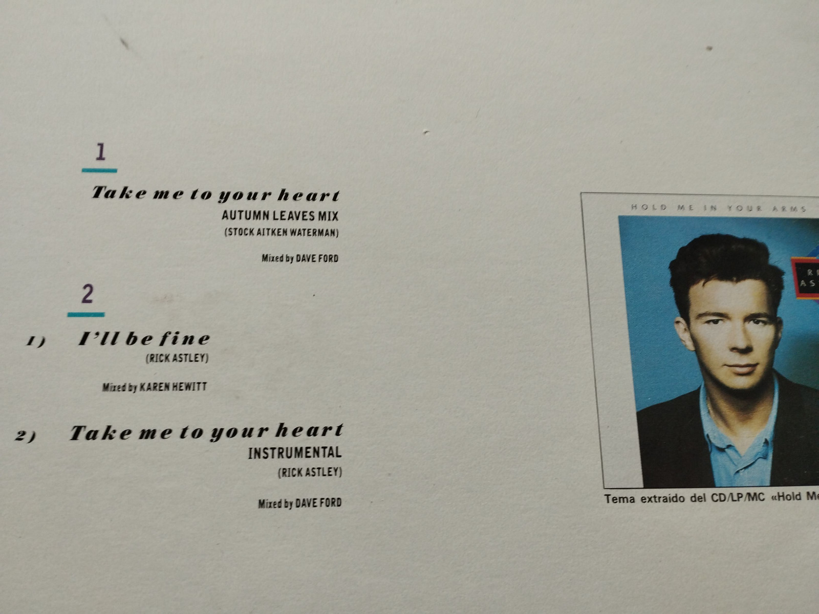 Rick Astley Take Me To Your Heart 1988 Rca - Maxi LP vinile 12 " VG/G+ Am Item image 4
