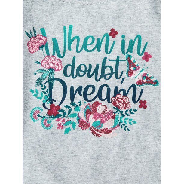 Wonder Nation Girl's Knit Bomber Jacket and Graphic T-Shirt, Blue Cove S/CH(6-6x Item image 3