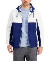 Alfani Men&#39;s Colorblocked Wind Breaker in Tartan Blue-Size Small - $35.99