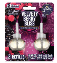 Glade PlugIns Scented Oil Warmer Refills, Velvety Berry Bliss, (2 Pack) - £11.13 GBP