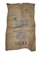 Burlap Bag Gunny Tow Sack Jute Mexico Green Coffee Advertising - £44.24 GBP