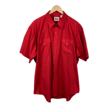 Ely Cattleman Shirt Mens 18 Red Western Snap Short Sleeve Flap Pockets Casual - £15.71 GBP