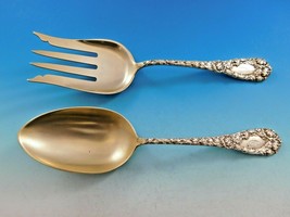 Chrysanthemum by Durgin Sterling Silver Casserole Serving Set Gold Wash Rare 9&quot; - £631.47 GBP