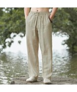 Men&#39;s Long Beach Streetwear Cotton Linen Sweatpants Casual Pants Loose S... - $16.00