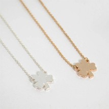 Lucky Four Leaf Clover Charm Necklace 0.5&quot; Small Tiny Pendant Gold Or Silver - £5.44 GBP