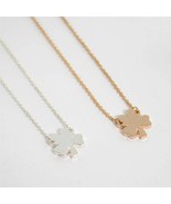 LUCKY FOUR LEAF CLOVER CHARM NECKLACE 0.5&quot; Small Tiny Pendant Gold or Si... - £5.52 GBP