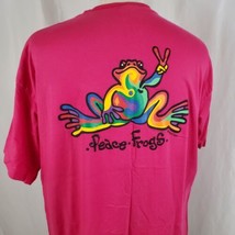 Peace Frogs Organic Colorful Graphic T-Shirt XL Crew Hot Pink Cotton Two... - $18.99