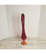 Viking Glass Arlington Swung Vase Ruby Red Amberina 15.5&quot; #7910 Glows  - £52.15 GBP