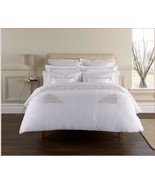 Christy Hampton 3P Embroidered full queen duvet cover shams White Natura... - $5,220.59 MXN
