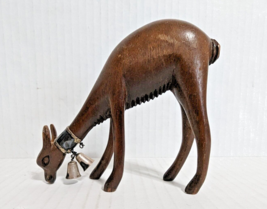 Vintage Wood Hand Carved Llama Alpaca Figurine From Peru 5&quot; Long SEE ALL PICS - £28.89 GBP
