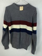 Vintage 1440 Sweater Colorblock Stripe Crewneck Acrylic Knit Medium NWT 80s - $49.99