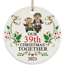Funny Couple Bear Ornament Gift Decor 39th Wedding Anniversary 39 Year Christmas - £11.70 GBP