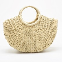 new Handmade Bag Women Pompon Beach Weaving Ladies paper Straw Bag Wrapped Beach - £27.60 GBP