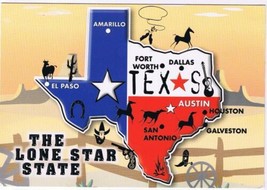 Texas Postcard Map Lone Star State 4.5 x 6.76 - £3.09 GBP