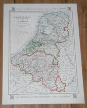 1921 Original Antique Map Of Netherlands Holland Belgium / France On Rev. Side - £20.07 GBP