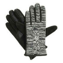 Isotoner Black Marled Cable Fleece Smar Touch Therm Aflex Womens Gloves Xl - £20.08 GBP