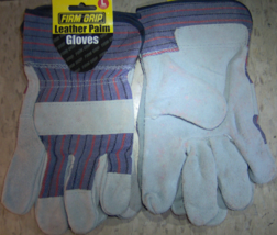 Work Gloves 2 Pairs L 100% Cow Leather Palm He Av Y Duty Firm Grip Large #4023 - £33.20 GBP