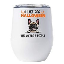 French Bulldog Halloween Wine Glass Tumbler 12oz With Lid Gift for Dog Lover - I - £18.16 GBP