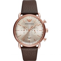 Armani AR11106 Grey Dial Leather Strap Watch For Men - £141.22 GBP