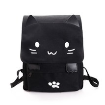 Embroidery Cute  Backpack Cat Ear Girl Schoolbag For Teenage Women Casual Black  - £61.44 GBP