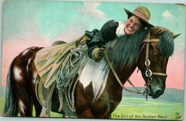 Vtg Tuck &amp; Sons Postcard Among the Cowboys Series Girl of the Golden West UNP - £16.19 GBP