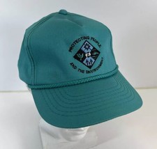 Vtg Chevron Turquoise Protecring People &amp; The Environment StrapBack Truc... - £15.76 GBP