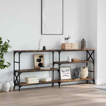 Industrial Wooden Large Rectangular Narrow Console Table With Storage Sh... - £85.81 GBP+