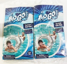 LOT OF 2 H2O Go! Inflatable Glitter Swim Ring Ages +10 Years Water Pool NEW - £13.91 GBP