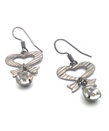 Dangling Lightweight Metal Hook Earrings with a Ribbon Heart Design and ... - $13.57 CAD