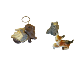 Vtg Mini Animal Figurines PF Pewter Lion plastic dachshund dog ceramic deer - £10.08 GBP