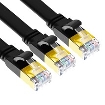 Cat 8 Ethernet Cable, 6Ft 3 Pack Flat Cat8 Cord, Faster Than Cat7/Cat6/Cat5E, Hi - £22.37 GBP