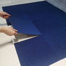 ( Blue Striped ) Self Adhesive Carpet Tiles -Easy Install DIY-Non-Slip Peel and  - £35.06 GBP