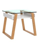 bonVIVO Side Table Accent Coffee Table Modern Glass Living Room Table #N... - $165.72 CAD