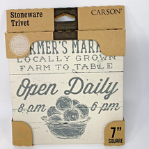 Stoneware Trivet 7 in Square Farmers Market Open Daily Farm to Table NEW - £5.46 GBP