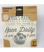 Stoneware Trivet 7 in Square Farmers Market Open Daily Farm to Table NEW - £5.45 GBP