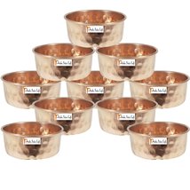 Set of 10 - Prisha India Craft Handmade 100% Pure Copper Serving Bowl , Hammered - £43.07 GBP