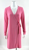 Lark &amp; Ro Wrap Dress Size Medium Bubblegum Pink Stretch Long Sleeve Solid Womens - £23.74 GBP