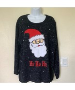 Womens Santa Ugly Sweeter Size 2X Black Embellished Metallic Silver Thread - $21.78